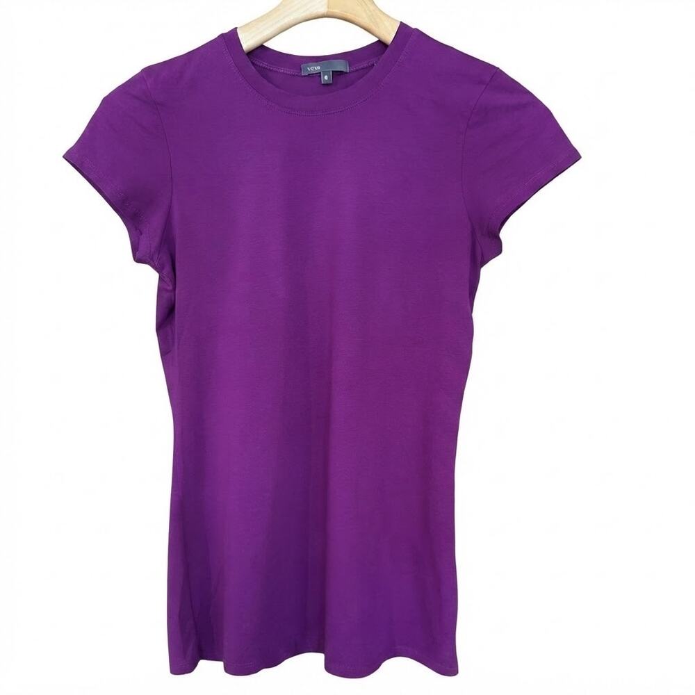 Vince 90s Shrunken Longline Crew Neck Tee Cap Sleeve Medium